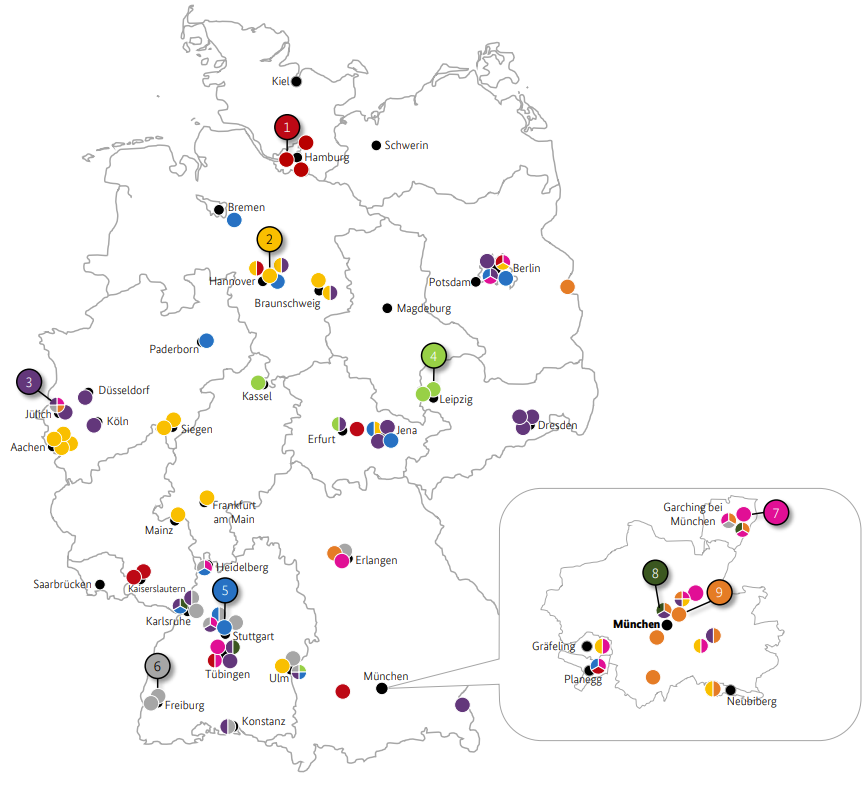 Deutschlandkarte mit markierten Orten